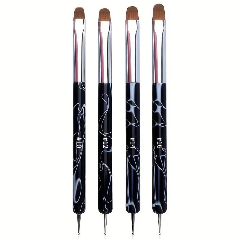 4-Piece Double-Ended Nail Art Brush Set for Gel Polish & Acrylic