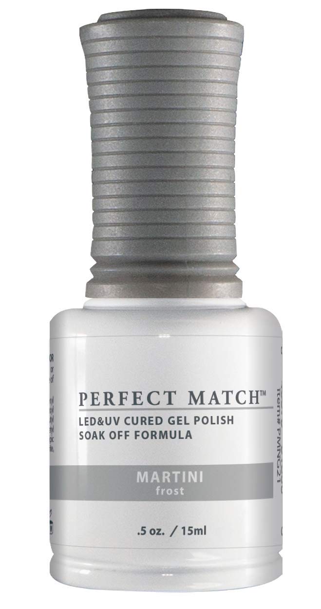 LeChat - Perfect Match Gel Polish - Martini - Misty Silver with Frost Finish - (0.5 Ounce) - Easy Application - Soak Off Formula