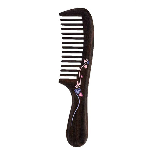 TAN MUJIANG Natural Wood Comb, Handmade Decorative women Hair Comb Tools Salon for Detangling and Styling Wet or Dry Curly, Thick, Wavy, or Straight Hair 7.1" Long Waist comb