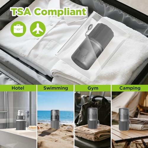 4-in-1 TSA Approved Travel Toiletry Set with Suction Cup - Grey