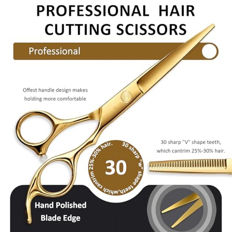 12-Piece Professional Hair Cutting Scissors Set with Thinning Shears