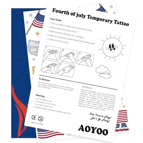 Fourth of July Decorations Temporary Tattoos 30 Giltter Style Red White and Blue Patriotic Party Supplies 4th of July Accessories USA America Flag Memorial Day Independence Day Labor Day
