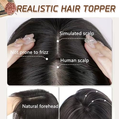 Rich Choices No Bang Human Hair Topper 4x4.7 inch Dark Brown #2 - Remy Clip-In Hairpiece