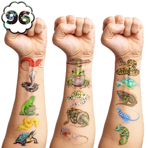 96 Pcs Reptile Temporary Tattoos for Kids Party Favors