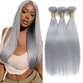 Brazilian Silver Grey Straight Hair 3 Bundles 28 30 32 Inch