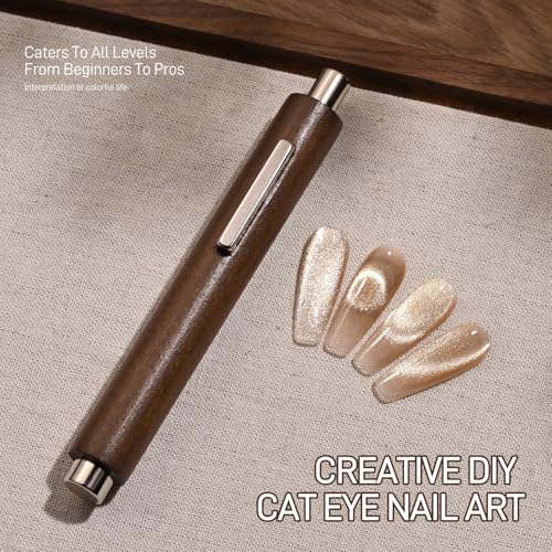 GAOY 3-in-1 Cat Eye Magnet for Nails, Cigar Shape Nail Magnet, Multi-Function Nail Magnets for Nail Art DIY at Home, Brown