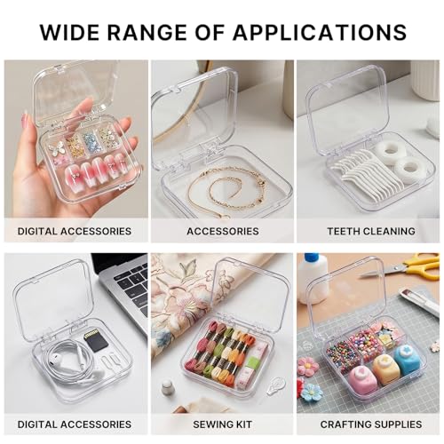 Nektron 12 Pack Acrylic Nail Storage Boxes with Double-Sided Tape, Clear Organizer for Press-On Nails