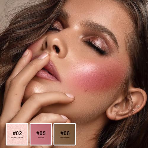 Lezero 3-Piece Contour Stick Kit with Blush, Bronzer & Highlighter