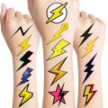 96 PCS Cute Funny Lightning Bolt Pre-Cut Temporary Tattoos Sticker Funny Tornado Birthday Party Decorations Supplies Favors Gifts Baby Shower Boys Girls Cute Fake Tattoo School Reward Themed