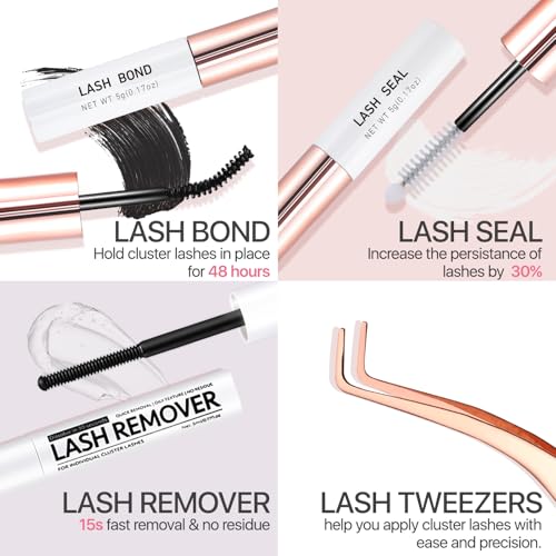 Fluffy Lash Extension Kit 182Pcs Cluster Lashes 10-18mm