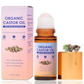 Organic Castor Oil with Rose Quartz Roller for Skin & Hair Care