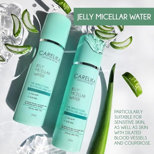 CARELIKA Jelly Micellar Water with Aloe - Gentle Makeup Remover & Facial Cleanser 200ml