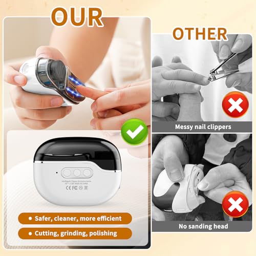 2026 Upgraded 4-in-1 Electric Nail Clipper File & Toenails, 3 Speeds Nail Trimmer,Rechargeable with Polishing & Storage,Suitable for Children,Aldult,Elderly for Thick Nails