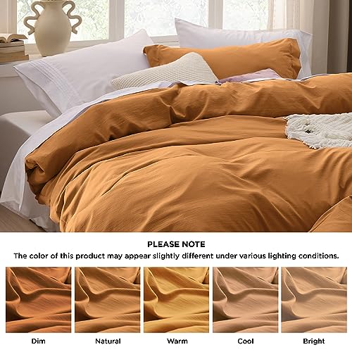 Bedsure Honey Ginger Twin Duvet Cover Set - Soft Prewashed Duvet Cover Twin Size, 2 Pieces, 1 Duvet Cover 68x90 Inches with Zipper Closure and 1 Pillow Sham, Comforter Not Included