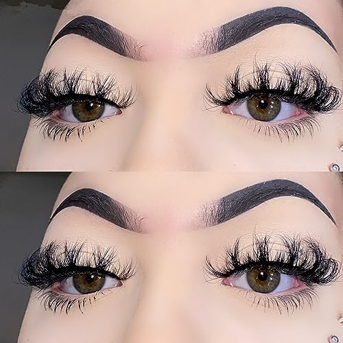 Fluffy Mink Lashes Strip with Russsian Volume, D Curl False Eyelashes Natural Look Effect, Cruelty-Free 18 mm for Women Makeup 1 Pair