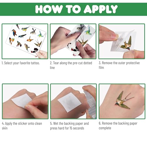 96 Temporary Bird Tattoos - Party Favors & Decorations