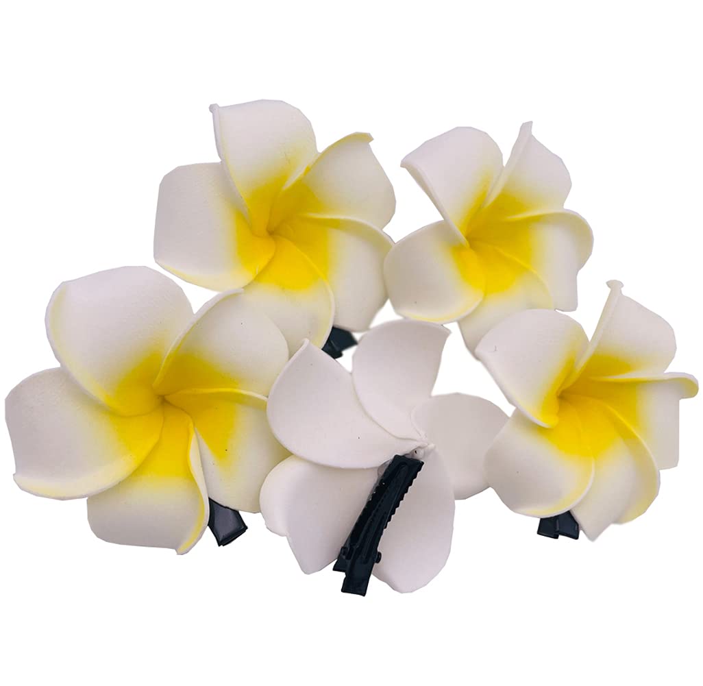 12PCS Women's Grils Hawaiian Plumeria Flower Hair Clips Wedding Bridal Decoration Hairpin Barrette Hair Accessories For Party Beach Holiday (yellow)