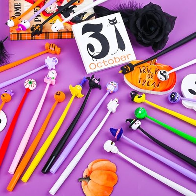 LiYiQ 50 PCS Halloween Bobblehead Pens - Pumpkin Skull Ghost