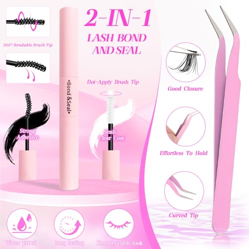 Lash Clusters Kit 9-16mm D Curl 560 Pcs with Bond & Seal