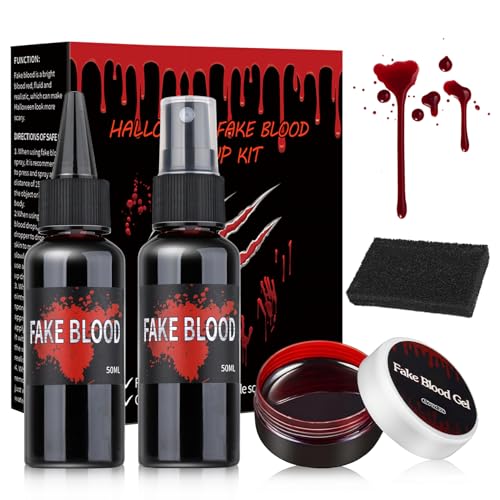 Halloween Fake Blood Makeup Kit 4pcs - Washable SFX