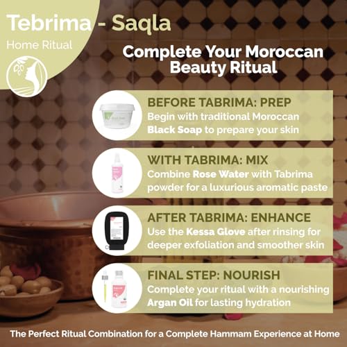 Fatima's Garden Moroccan Hammam Exfoliant - Tebrima/Soqla with Aker Fassi for Smooth, Radiant Skin - 500g