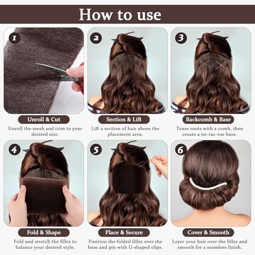 Hair Bumps Volume Set with 105 Clips & Comb - Dark Brown