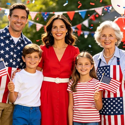 Mysense 6-Pack Patriotic Glitter Face Tattoos for 4th of July & 250th Anniversary