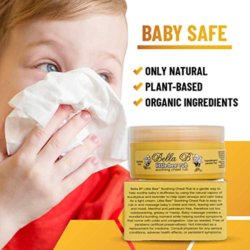 Bella B Little Bee Soothing Baby Chest Rub 2 oz - Baby Vapor Rub Lavender - Eucalyptus Chest Rub For Infants - Eucalyptus Vapor Rub - Natural Vapor Rub - Soothing Vapor Rub - Soothing Chest Rub