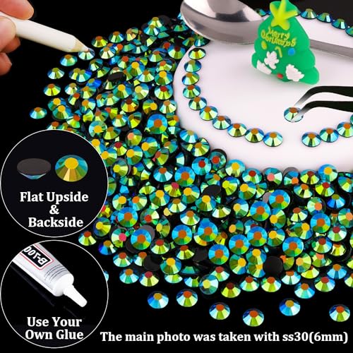 5000pcs 5mm Resin Rhinestones Bulk, Emerald Black AB Flatback Round Jelly Rhinestones Non Hotfix Crystal Gems Large Quantity Wholesale for DIY Crafts Clothes Face Makeup Manicure