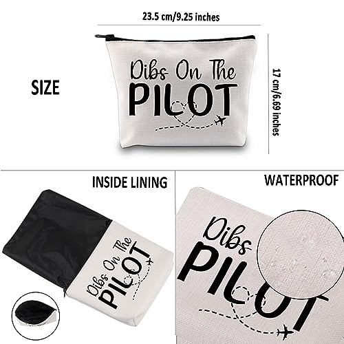 G2TUP Pilot Girlfriend Gift Dibs On The Pilot Makeup Bag Pilot Wife Cosmetic Bag I Love My Pilot Gift (Dibs On The Pilot MB)