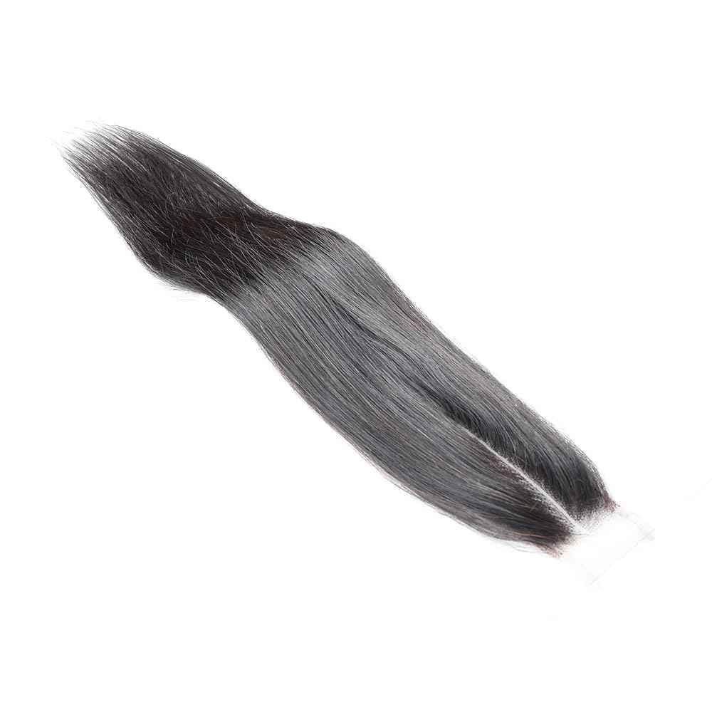 Straight Lace 2x6 Kim K Closure Hand-Tied 100% Brazilian Virgin High Ratio Human Hair Transparent Lace Closure Deep Central/Middle Part Closure Extensions For Women Natural Black Color (16 inch)