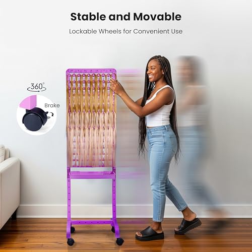 Braiding Hair Rack 280 Pegs with Wheels & 17 Tools