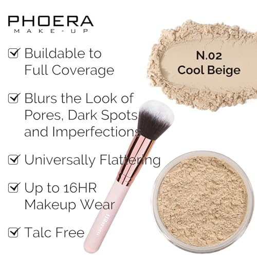 PHOERA Foundation, Full Coverage Foundation, PHOERA Primer, PHOERA Powder, PHOERA Makeup Set, Kabuki Makeup Brushes Foundation Brush Powder Brush,2 Pcs Makeup Sponge (101 Porcelain+102 Nude)