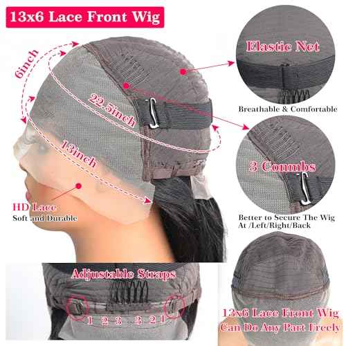 Straight Human Hair Wigs for Women Lace Front Wigs Pre Plucked Glueless 13x6 HD Lace Front Wigs Human Hair 180% Density Straight Frontal Wigs Human Hair 20 Inch