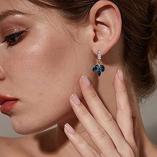 Blue Sapphire Tassel Drop Earrings Gold Plated