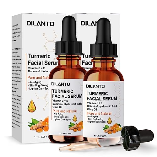 Natural Turmeric Serum, DILANTO Turmeric Serum Anti-Aging Face Serum with Vitamin C and Botanical Hyaluronic Acid, Hydrating for All Skin Types (1 FL OZ)