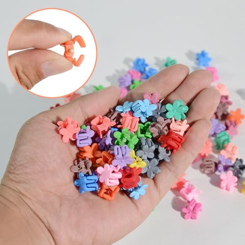 Mini Flower Hair Clips Set - Colorful Rainbow Claw Clips for Women & Girls - Matte / 50