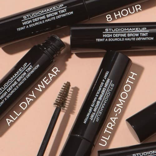 StudioMakeup High Define Brow Tint - All Day Wear Water Proof Eyebrow Gel Tint with Small Applicator Brush - Ultra Pigmented & Smudge Proof Brow Mascara to Hydrate & Cover Grey Hair for All Skin Types