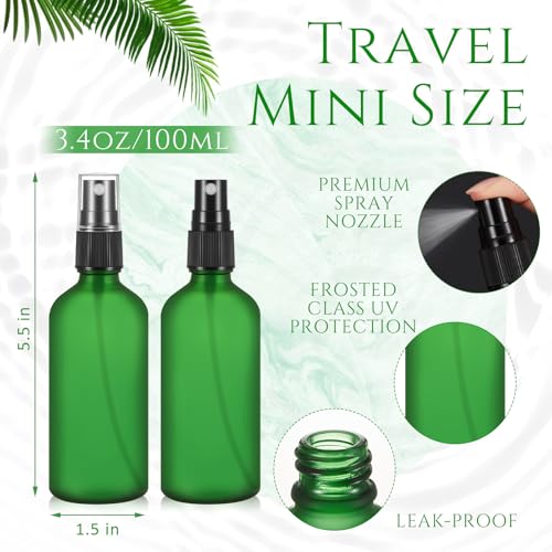 Roshtia 30 Pcs 3.4 oz Green Glass Spray Bottles - Refillable Mist Sprayers