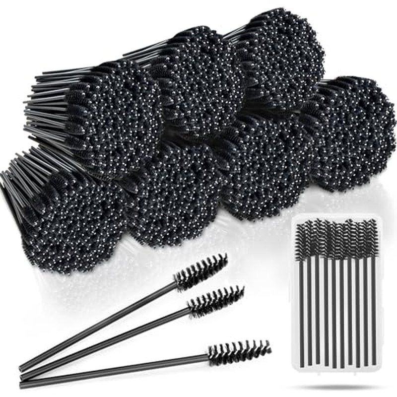 600-Pcs Disposable Eyelash Brushes with Container - Mascara Wands