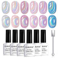 RARJSM Holographic Cat Eye Gel Nail Polish Set - 6 Colors