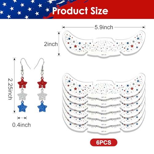 4th of July Star Dangle Earrings & Temporary Tattoos Set