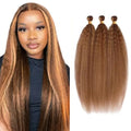 Freiuoke P430 Highlight Brown Kinky Straight Hair Bundles 24-28 Inch - 3 Pack