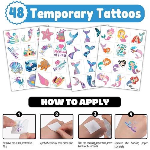 Mermaid Party Favors Set - 24 Punch Balloons & 48 Tattoos
