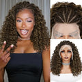 WIGNEE 13x4 Lace Front Wig Cornrows Braided Wigs For Women Short Afro Curly Wig Braiding Hair HD Lace Frontal Wig With Baby Hair Lightweight Hand Braid Synthetic Hair£¨R6/12/27£¬16 Inch£©