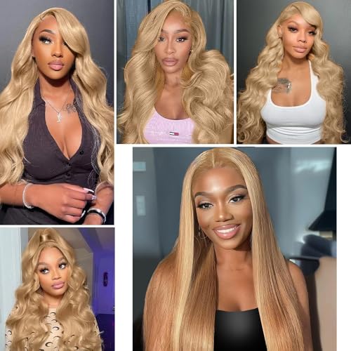 #22 Blonde Bundles Human Hair Body Wave Bundles 16 18 20 Inch Human Hair Weave 3 Bundle Unprocessed Brazilian Virgin Hair Ash Blonde Body Wave Human Hair Extensions 50 Grams/Bundle