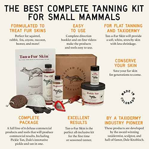 Tan-a-Fur Skin Kit by Advanced Tanning Solutions - Deluxe Tanning Set for Squirrel, Rabbit, Fox, Raccoon, Coyote Skins, Professional Finish