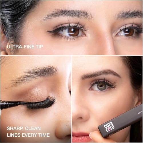 Curacoro Oil-Free Waterproof Liquid Eyeliner - Ultra-Fine Felt Tip