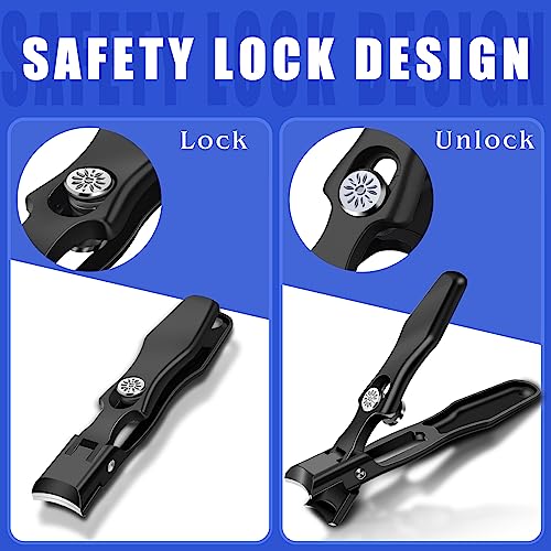 Nail Clippers for Men Thick Nails, Wide Jaw Opening Large Toenail Clippers for Seniors Thick Toenails with Catcher, Anti Splash Fingernail Clipper Nail Cutter with Catcher Long Handle