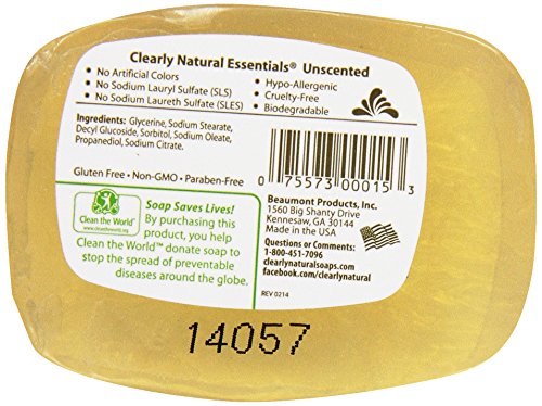 Clearly Natural, Glycerine Soap, Unscented, 4 oz